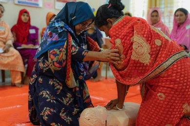 Women in Bangladesh receiving lifesaving training