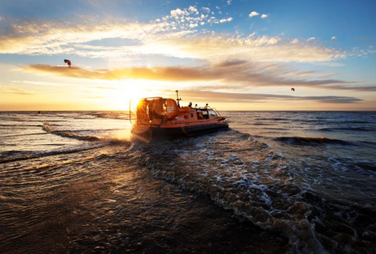 RNLI Hovercraft out at sea RNLI Hovercraft
